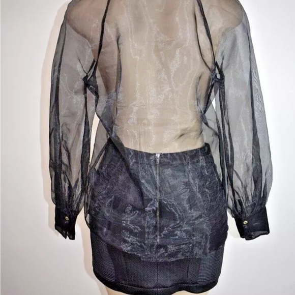 Marciano Guess Black Sheer Taffeta top- Size Small - Picture 7 of 11